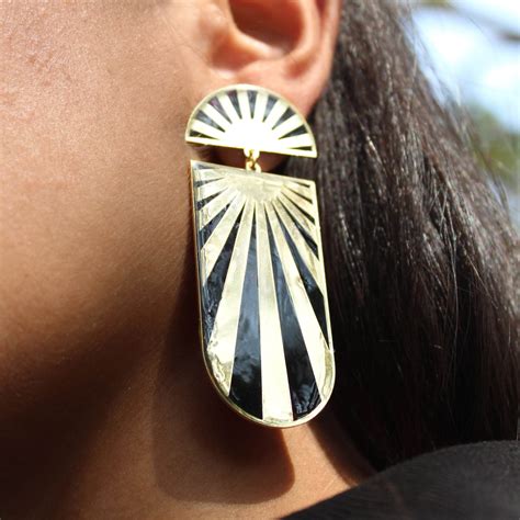 Black Rays Resin Earrings BeAbhika