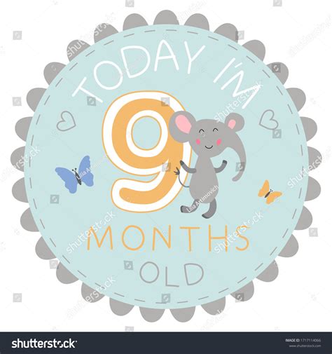 Milestone Baby Card Today Nine Months Stock Vector (Royalty Free ...