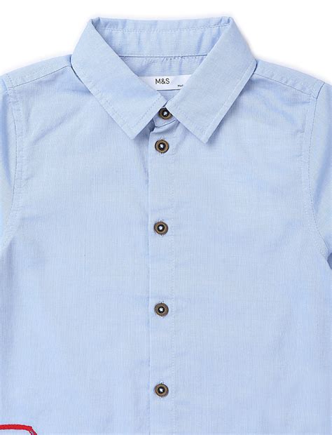 Buy Pure Cotton Embroidered Spread Collar Shirt at Marks & Spencer