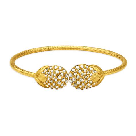 Stone Studded Pine Shaped Gold Bangle