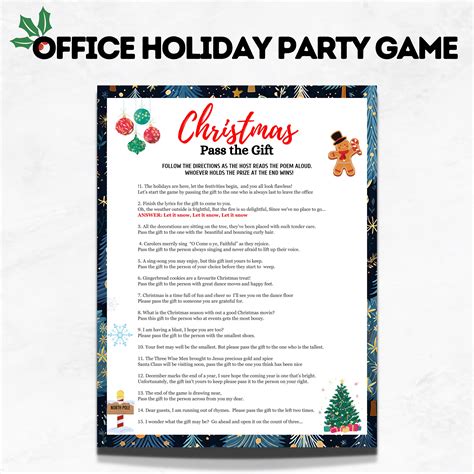 Office Holiday Party Game, Christmas Pass the Gift Game Printable ...