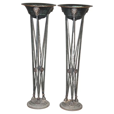 Pair French Directoire Style Lion Mask X Form Vintage Planters ...