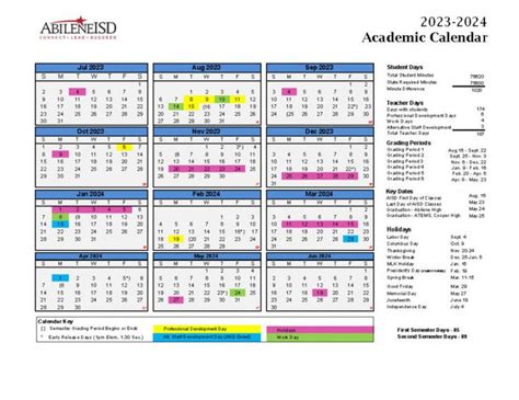 Wylie ISD 2024 School Year Calendar Template