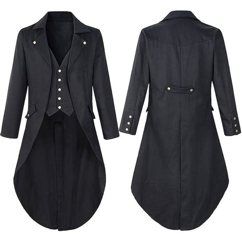 Punk & Gothic Medieval Steampunk Coat Tuxedo Trench Coat Vampire ...