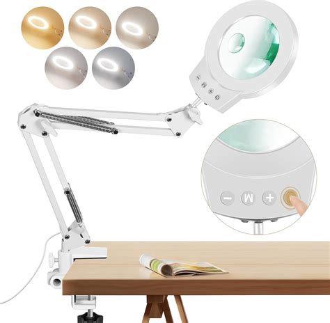 Amazon.com: 10X 5X Magnifying Glass Light Stand Desktop Lamp Desk Table ...