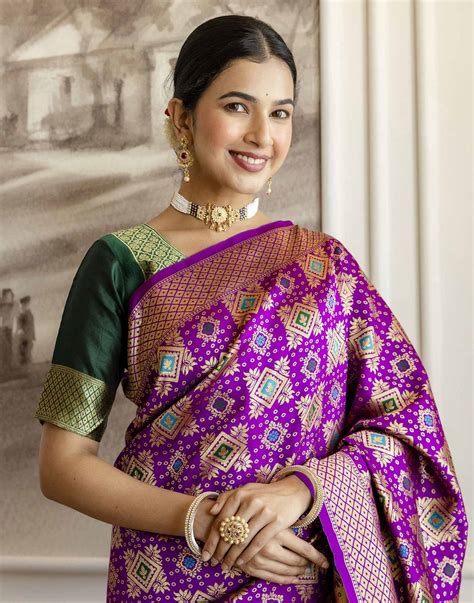 Purple Silk Woven Banarasi Saree – Sudathi