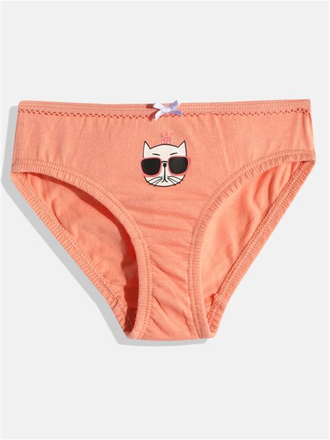 Buy Cat Printed Kid's Brief for Girls. Violet, Orange & Grey online ...