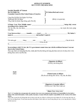 Fillable Online AFFIDAVIT OF BIRTH BN TUYN TH KHAI SINH Socialist ...