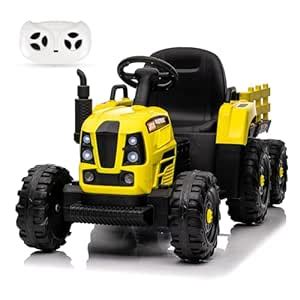 Buy Isobene Kids Ride on Tractor with Trailer, 12V Battery Powered ...