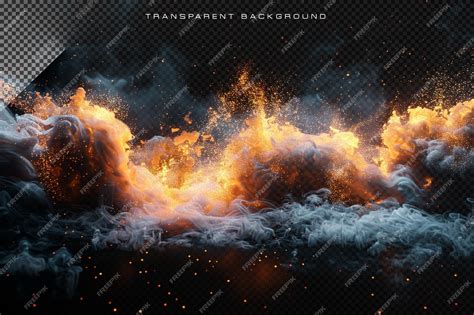 Premium PSD | Realistic smoke with fire overlay in transparent background