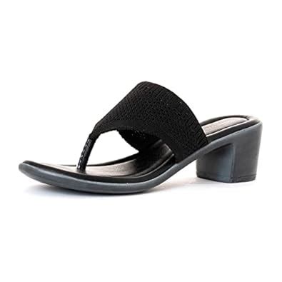 Buy Khadim's Sharon Black Block Heel Slip On Sandal for Women (5300446 ...