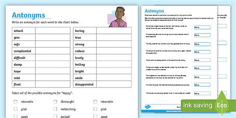 Antonyms - Interactive PDF | Year 5&6 Language Resources