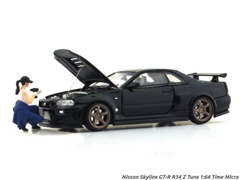 Nissan Skyline GT-R R34 Z Tune black 1:64 Time Micro diecast scale ...