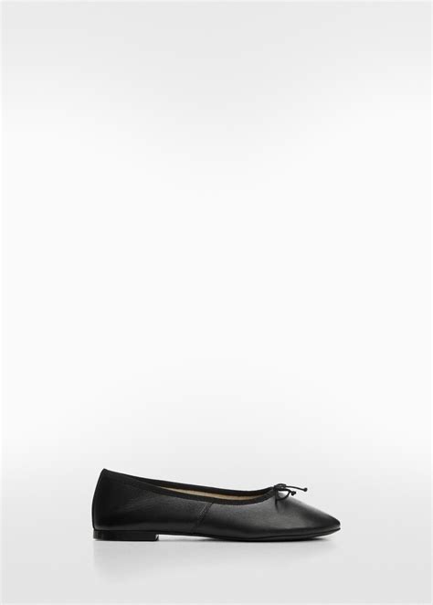 Leather ballet flats with bow - Women | MANGO OUTLET USA
