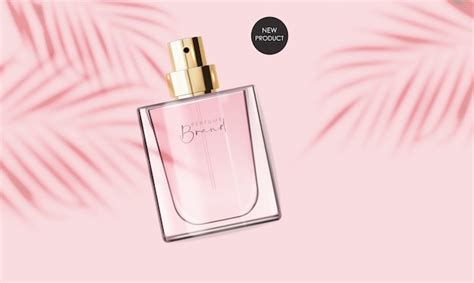 Realistic perfume bottle, isolated container 3d, tropical summer banner ...
