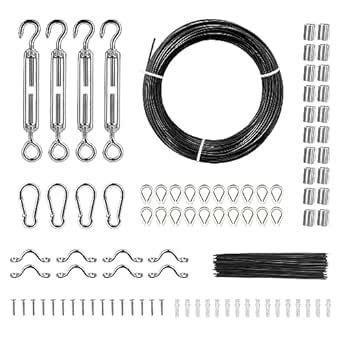 VEVOR Vinyl Coated Wire Rope Kit, 3/32 Cable Through 1/16 Diameter ...