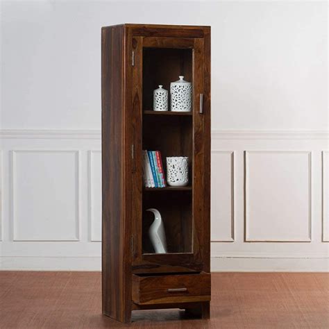 RAJ WOOD ARTS Sheesham Wood Bookshelf for Study Room with Glass Door ...