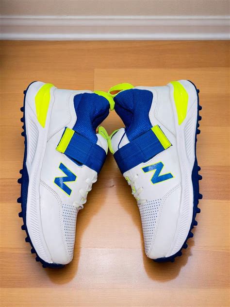 NB CRICKET SHOES WITH STRAP - WHITE BLUE – 77sports in