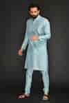 Buy Blue Viscose Silk Embroidered Thread And Mirror Work & Kurta Set ...