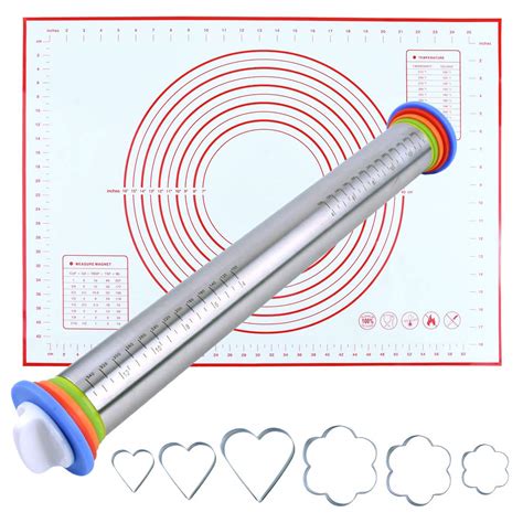 Buy Rolling Pin with Adjustable Thickness Rings, Non-stick Stainless ...