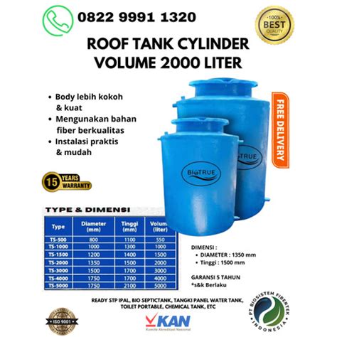 Jual Tangki Air / Toren Air Atap Fiber 2000 liter, biosys, biosung ...