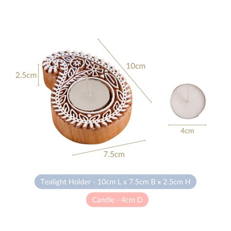 Wooden Paisley Block Candle Holder Set Of 2 Online - Premium Candle ...