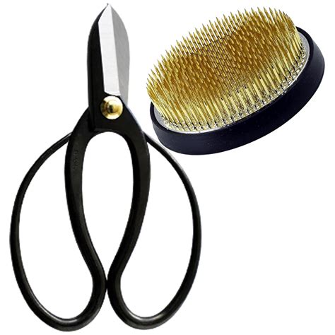 Wazakura Made in Japan Ikebana Tool Kit - Koryu Scissors + Brass Kenzan ...