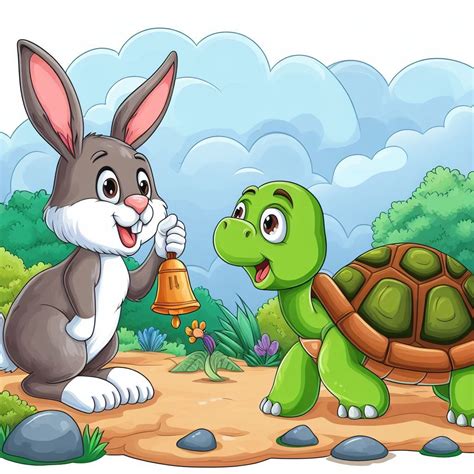 The story of the rabbit and the tortois | Rabbit and tortoise, Cartoon ...