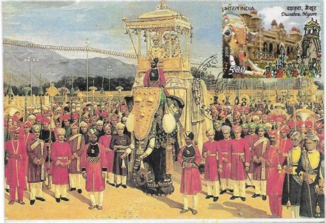 Rare India 2008 Dasara Procession ( Painting ) Picture Post Card Mysore ...