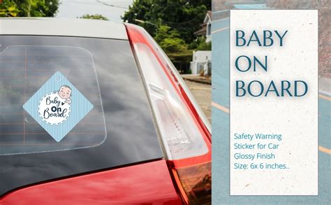 CVANU 2pcs Baby on Board Laminated Kids Safety Vinyl Sticker with 2 ...