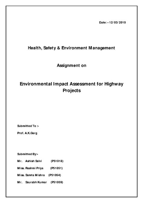 28521263 Environmental Impact Assessment for Highway Projects - Date ...