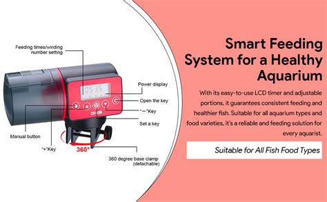 Qpets® Automatic Fish Feeder for Aquarium Tank, 200ML Large Capacity ...