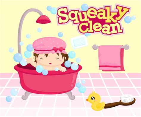 Fille prendre un bain | Vecteur Premium