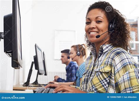 Female Customer Services Agent in Call Centre Stock Image - Image of ...