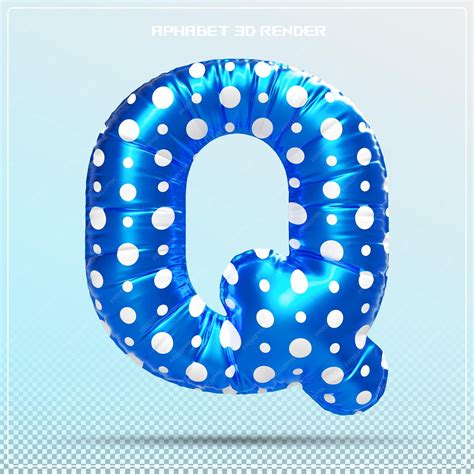 Premium PSD | Bubble letter q font blue alphabet 3d render