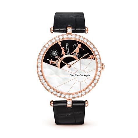 Lady Arpels A Day in Paris Watch 18K rose gold, Diamond, Mother-of ...