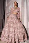 Buy Pink Organza, Net, Silk Anaya Floral Applique Embellished Bridal ...