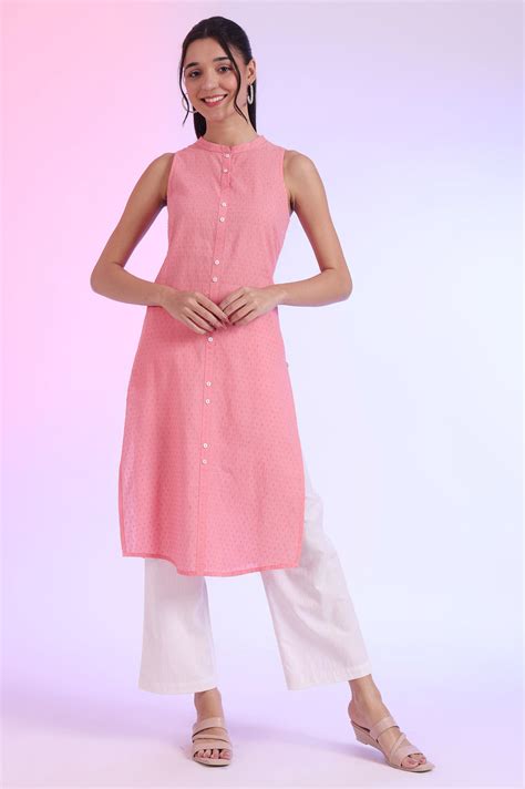 Buy Pink Solid Straight Pure Cotton Kurta Online for Woman | Shop for ...