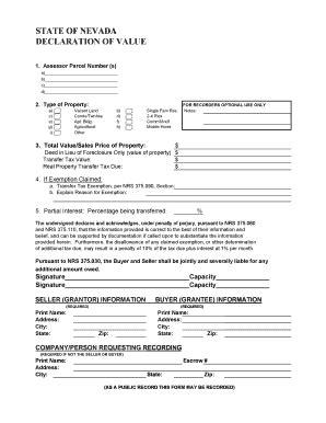 Declaration Of Value Washoe County Form - Fill and Sign Printable ...