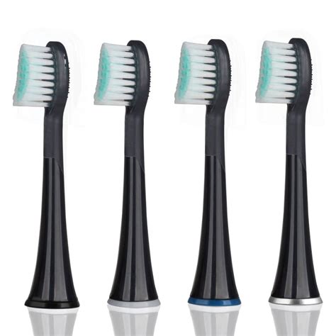4pcs Black Sensitive Replacement Toothbrush Heads with Clear Cap Cover ...