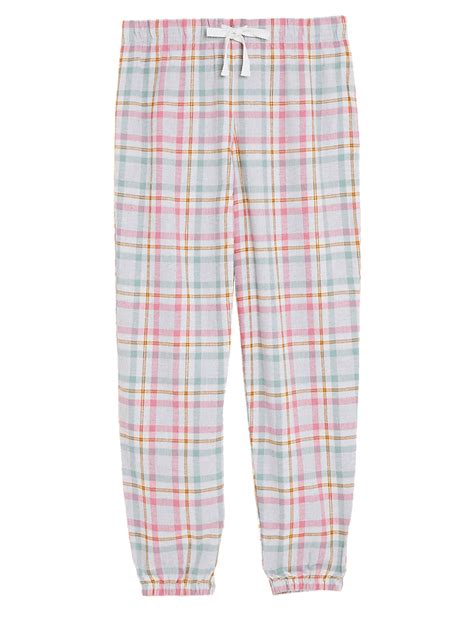 Buy Cotton Check Print Cuff Joggers at Marks & Spencer