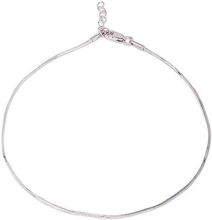 ZAVYA 925 Sterling Silver Modest Minimal Rhodium Plating Chain Anklet ...