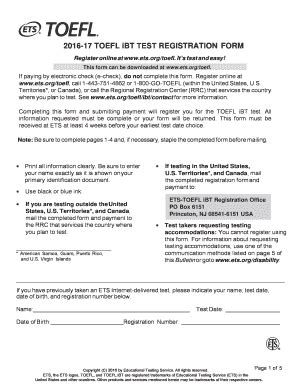 Toefl Registration Form - Fill Online, Printable, Fillable, Blank ...
