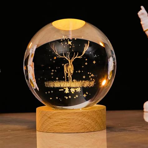Buy Amazon Brand - Umi 3D Deer Crystal Ball Round Shape Night Lamp ...