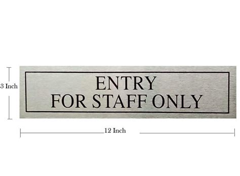 MK SIGN Stainless Steel Self-Adhesive Entry for Staff Only Signage (3 ...