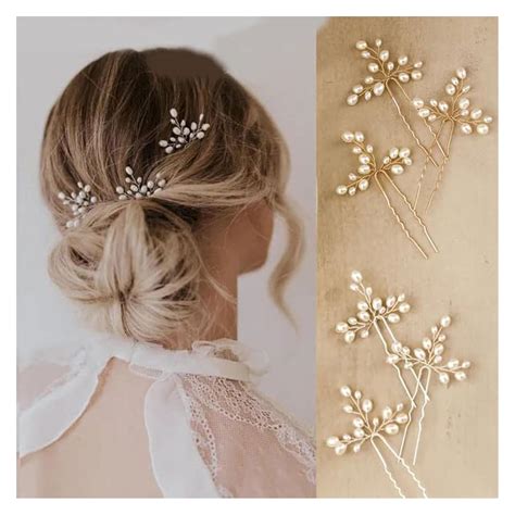 Inframe Diamond Pearl Hair Pins for Women & Girls (Set of 6) | Bridal ...