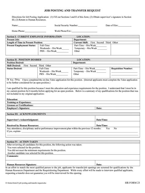 Job Posting and Transfer Request Form - Blank Fillable Template | Fill ...