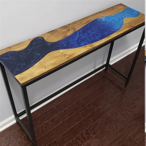Blue Ombre Epoxy River Console Table – Saajawat