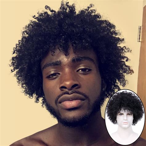 Amazon.com : BECUS 8inch Afro Wig for Black men Short Kinky Curly 100% ...