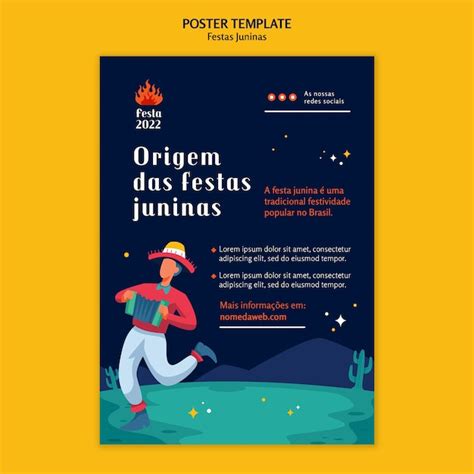 Modello di poster festas juninas design piatto | PSD Gratis
